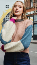 Load image into Gallery viewer, Taupe Combo Cropped Colorblock Sweater