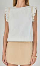 Load image into Gallery viewer, Cream Embroidered Shoulder Slvls Top