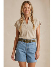 Load image into Gallery viewer, Taupe Soft Matte V-Neck SS Blouse