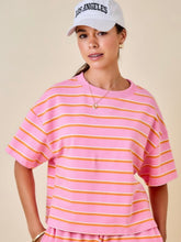 Load image into Gallery viewer, Pink/Orange Striped Top + Skort Set