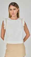 Load image into Gallery viewer, Cream Embroidered Shoulder Slvls Top