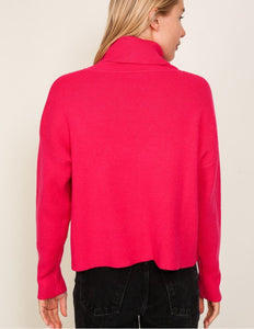 Magenta Turtleneck Knit Sweater