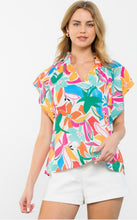 Load image into Gallery viewer, White Multi Floral SS Top