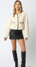 Load image into Gallery viewer, Ecru/Black Shearling Jacket
