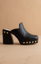 Load image into Gallery viewer, Black Leather Studded Clogs