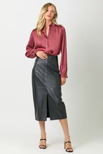 Load image into Gallery viewer, Burgundy Satin Ruffle Collar Blouse