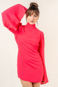 Fuschia Flare Sleeve Dress