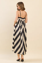 Load image into Gallery viewer, Cream and Black Stripe Spaghetti Strap Dress