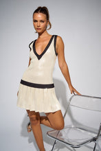 Load image into Gallery viewer, Ivory and Black Plunging V Neck Sequin Dress