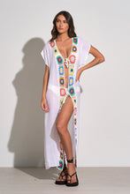 Load image into Gallery viewer, Natural Multi Crochet Long Kimono Coverup