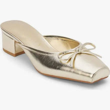 Load image into Gallery viewer, Coconuts Gold Geneva Square Toe Slide on Heel