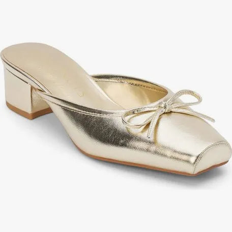 Coconuts Gold Geneva Square Toe Slide on Heel