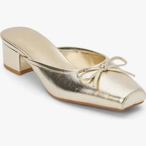 Coconuts Gold Geneva Square Toe Slide on Heel