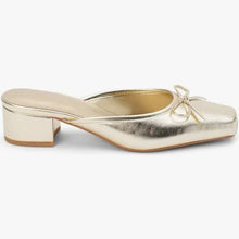 Load image into Gallery viewer, Coconuts Gold Geneva Square Toe Slide on Heel