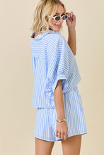 Load image into Gallery viewer, Light Blue Striped Top &amp; Shorts Set