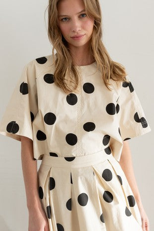 Polka Dot Tie Back Top