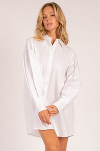 Modern White Poplin Shirt Dress