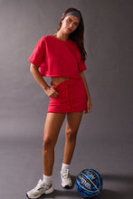 Load image into Gallery viewer, Red Crop Tshirt Skort Set