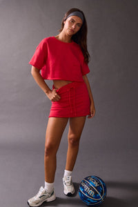 Red Crop Tshirt Skort Set