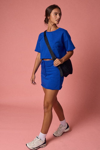 Blue Crop Tshirt Skort Set