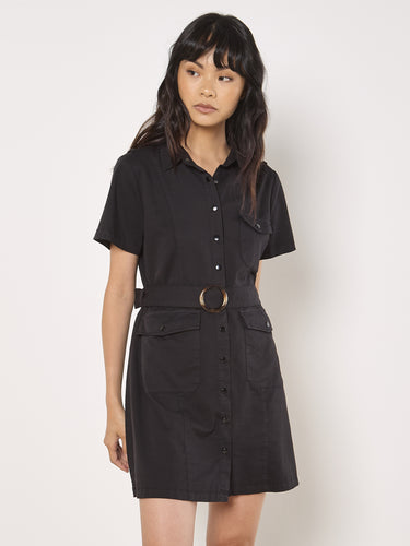 Black Propper Cargo Dress w/ Tortoise Shell Belt