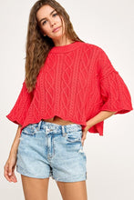 Load image into Gallery viewer, Red Cable Stitch Sweater