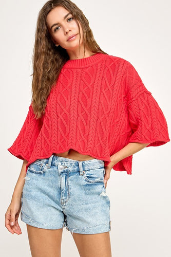 Red Cable Stitch Sweater