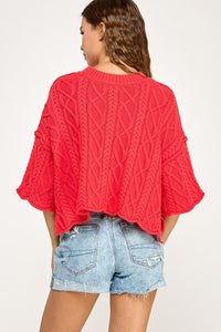 Red Cable Stitch Sweater