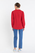 Load image into Gallery viewer, Red Scalloped Collar Button Blouse