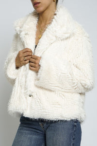 White Luxe Fur Snap Jacket