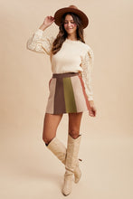 Load image into Gallery viewer, Mocha Combo Stripe Knit Skirt