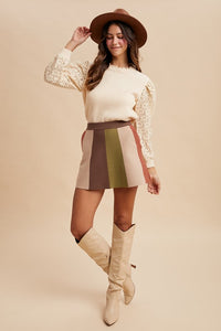 Mocha Combo Stripe Knit Skirt