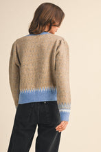 Load image into Gallery viewer, Blue Dot and Trim Taupe Sweater