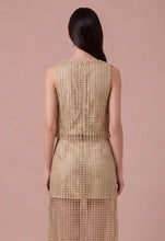 Load image into Gallery viewer, Gold Metallic Lace Top + Midi Skirt Set