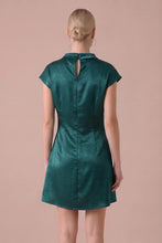 Load image into Gallery viewer, Winter Teal High Cowl Neck Flowy Mini Dress