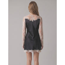 Load image into Gallery viewer, Black Satin Lace LS Mini Dress