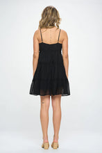 Load image into Gallery viewer, Black Babydoll Strappy Metallic Stripe Dress