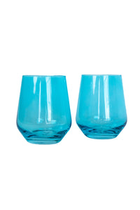 Estelle Stemless Wine Glass-Ocean Blue