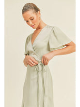 Load image into Gallery viewer, Sage V-Neck Wrap A-Line Maxi Dress