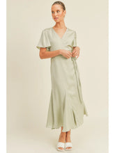 Load image into Gallery viewer, Sage V-Neck Wrap A-Line Maxi Dress