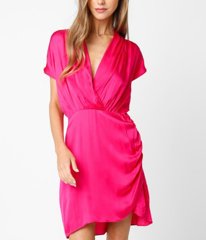Hot Pink Lexi Satin Dress