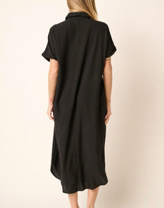 Black Dolman SS Maxi Shirt Dress