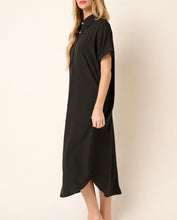 Load image into Gallery viewer, Black Dolman SS Maxi Shirt Dress