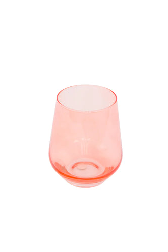 Estelle Stemless Wine Glass-Coral Peach Pink