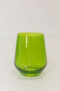 Estelle Stemless Wine Glass-Forest Green