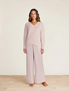 Barefoot Dreams CC Lite V-Neck Seamed Pullover-Pink Clay