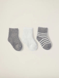 Barefoot Dreams CCL Infant Socks 3-Pack-Pewter/Pearl